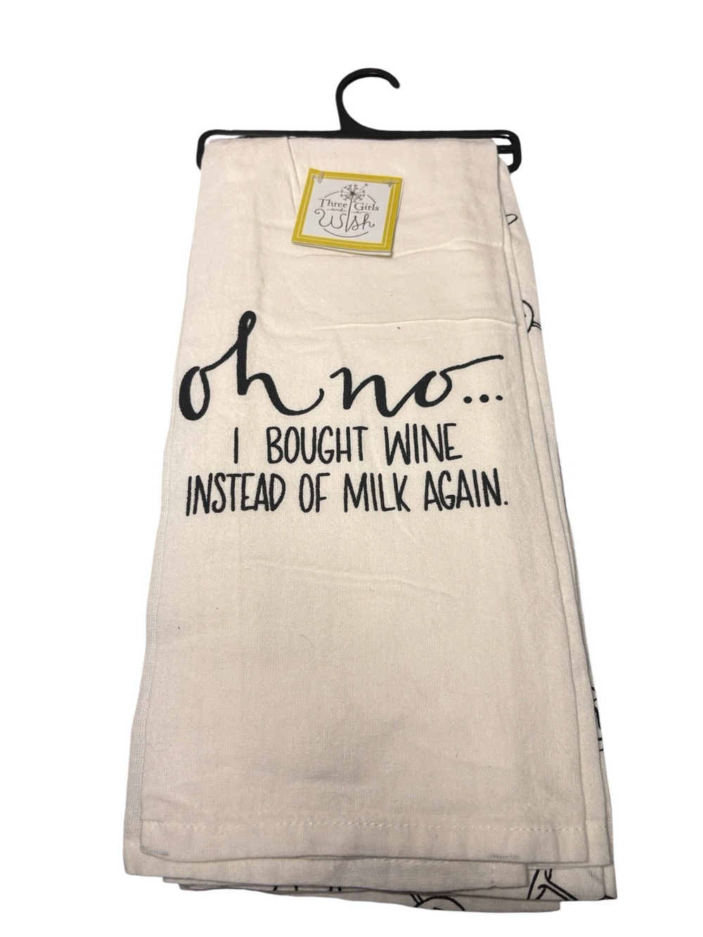 Three Girls and a Wish Funny Wine Dish Towel Set of 2 NWT "Bought Wine"